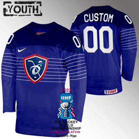 Lapsille Ranska Pelipaita Custom IIHF World Championship 2023 Sininen